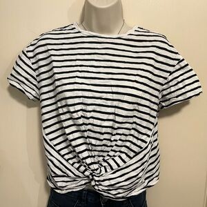 Black and White Striped Women's Top